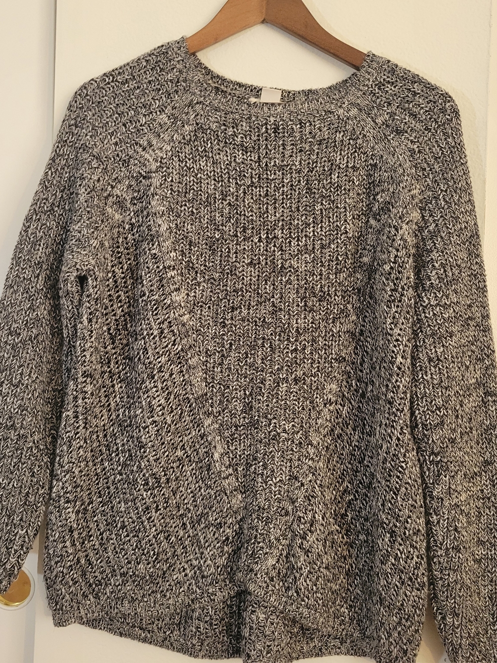 H&M Black & White Marled Crewneck Sweater